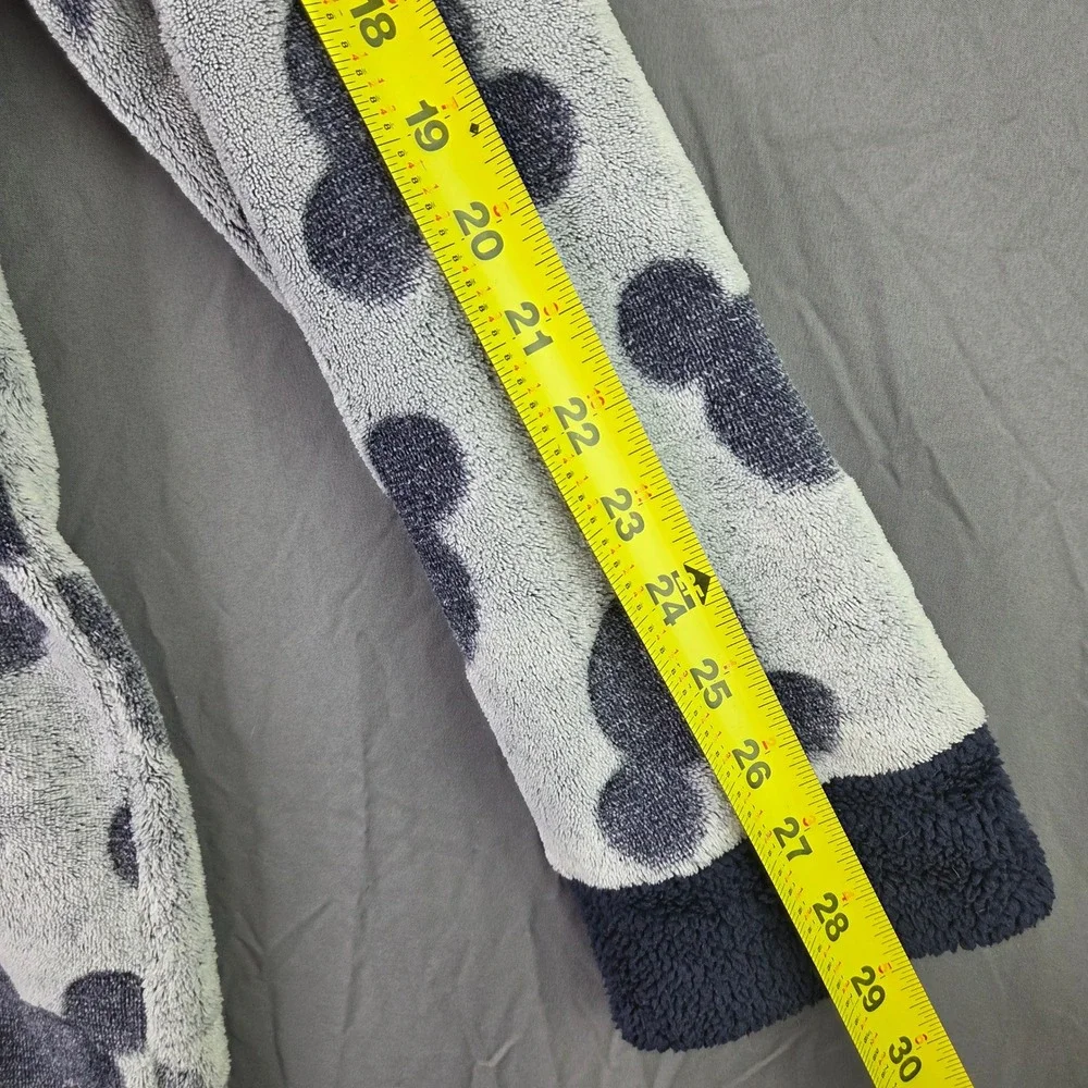 Disney Mickey Mouse Fleece Onesie Union Suit Womens L Grey Navy Excellent Hood - Picture 11 of 15